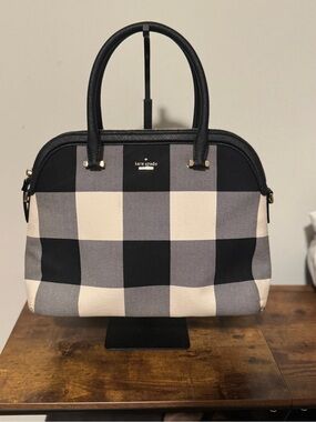 Kate SpadeBlack & Cream Buffalo Check Dome Satchel